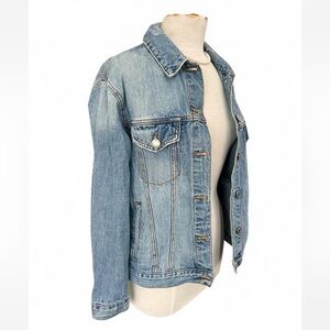 Forever 21 Premium Denim Distressed Jacket Light Wash Small